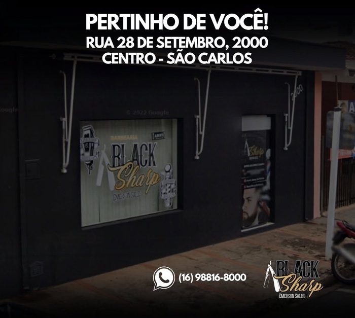Fachada da Black Sharp Barbearia na Rua 28 de Setembro, em São Carlos